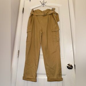 New York & Company Khaki Cargo Pants with Belt